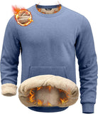 Pudolla Men's Sherpa Lined Sweatshirts Warm Soft Crewneck Sweatshirts Heavyweight Winter Pullover Kangaroo with Pouch Pocket