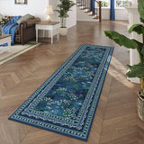Rugcomf 2x6 Runner Rug Impressionist-Style Vintage Kitchen Rugs Non Slip Washable Soft Carpet Runner for Kitchen Laundry Bedroom Bathroom, Blue