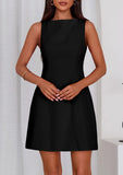 PRETTYGARDEN Womens Formal Short Dresses 2025 Summer Sleeveless Boat Neck A Line Elegant Mini Cocktail Party Dress