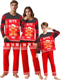 IFFEI Matching Family Pajamas Sets Christmas PJ's Letter Print Top and Plaid Bottom Sleepwear Jammies with Pockets