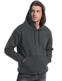Flygo Men's Casual Fleece Sherpa Lined Hoodie Winter Warm Pullover Hooded Sweatshirt(Black-XL)