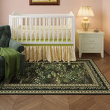 Rugcomf 4x6 Rug for Bedroom Impressionist-Style Vintage Washable Rugs Non Slip Low Pile Small Carpet for Bedside Kids Room Office Dining Room, Green