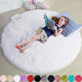 Amdrebio Light Pink Round Rug 4Ft for Girls Bedroom, Fluffy Circle Area Rugs for Kids Room Decor Aesthetic, Cute Shag Fuzzy Carpet for Nursery, Preppy Dorm, Classroom, Playroom, Teen, Baby, Washable