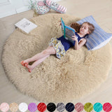 Amdrebio Light Pink Round Rug 4Ft for Girls Bedroom, Fluffy Circle Area Rugs for Kids Room Decor Aesthetic, Cute Shag Fuzzy Carpet for Nursery, Preppy Dorm, Classroom, Playroom, Teen, Baby, Washable