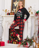 difficort Womens Christmas Pajamas Long Sleeve Pj Set Soft Plaid Pants Sleepwear with Pockets