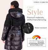 Vince Camuto Hooded Women's Puffer Jacket Womens Winter Coat with Removable Belt