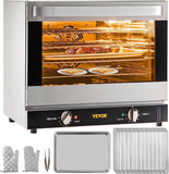 VEVOR Commercial Convection Oven, 21L/19Qt, Quarter-Size Conventional Oven Countertop, 1440W 3-Tier Toaster w/Front Glass Door, Electric Baking Oven w/Trays Wire Racks Clip Gloves, 120V