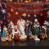 TOETOL Nativity Sets for Christmas Indoor Set of 13 Pieces 7.9 Inch Tall Resin Holy Family Scene Figurine Ornament Religious Christmas Table Decorations Collection Gifts Holidays Decor