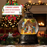 Christmas Snow Globes, Adoration of The Magi Nativity Manger Scene, Silent Night Music Water Lantern, Holiday Decorations Gifts for Family, Children or Friends