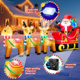 12 Foot Long Christmas Inflatables Santa Claus & Reindeer Sleigh Outdoor Decorations, Built-in LEDs Giant Funny Sled Merry Xmas Blow Up Yard Decoration Winter Inflatable Vacation Lawn Outside Blowups