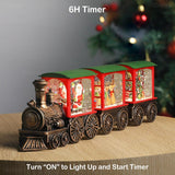 Train Snow Globe Christmas Snow Globe Lantern with Auto 6H Timer and Manual Glitter, Lighted Christmas Decorations Indoor with Santa Claus Reindeer Tree for Home Tabletop, Battery Operated