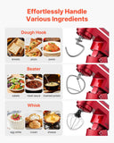 VEVOR Stand Mixer, 4.4 QT+6 QT Electric Kitchen Mixer, 300W Dough-Mixer, 10 Speeds Tilt-head Food-Mixer with Stainless Steel Bowls, Dough Hook, Whisk, Beater, for Baking, Mixing, Whipping & Kneading