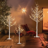 Outdoor Christmas Decorations Lighted Birch Tree Set of 3, LED Warm White 4, 6 and 8 Feet, for Indoor Christmas Decor, Party, Garden, Yard, Wedding, Holiday