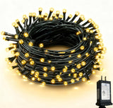 RPGT Christmas Light 1000 LEDs 336ft Green Cable Wire Fairy String Tree Twinkle Lights Plug in 12 Modes for, Outdoor, Garden, Wedding, Christmas Party, Home Decoration (Warm White)