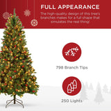 Best Choice Products 6ft Pre-Lit Pre-Decorated Spruce Hinged Artificial Christmas Tree w/ 798 Tips, Pinecones, Berries, 250 Lights, Metal Base
