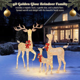 Yescom 3-Piece Large Pre-Lit LED Reindeer Christmas Decor, 110V Plug-in Light Up Deer Family Set Outdoor Decorations for Yard Holiday, 3D Golden Outside Patio Deck Lawn Ornaments with Stack 2025 Xmas