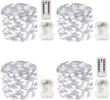 4 Pack 100 LED Fairy Lights Battery Operated with Remote, 33FT Waterproof Twinkle Lights with Timer & 8 Modes, Fairy String Light Outdoor Indoor for Bedroom Classroom DIY Christmas Decor (Warm White)