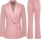 Women's Business Suit 2 Piece Set Shawl Sollar Blazer Bootcut Pants Suits for Women