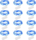Brightown 12 Pack LED Fairy Lights Battery Operated String Lights - 7ft 20LED Waterproof Silver Wire Firefly Starry Moon Lights for DIY Crafts Wedding Table Centerpieces Party Bedroom Christmas