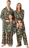 Satin Family Christmas Pajamas Set Soft Button Down Holiday Sleepwear Matching PJs for Couple Men Women Jammies Party