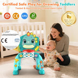 Dinosaur Kids Sports Play Toy: 4-in-1 Multifunction Indoor Outdoor Activity – Basketball Toss, Ring Throw, Ball Play & Music Lights to Improve Motor Skills, Birthday Gift for Boys Girls Age 1-3
