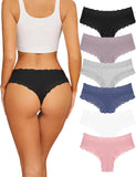 Sth Big Womens Cotton Underwear Sexy Lace Brazilian Panties Soft Breathable Cotton Bikini for Ladies 6 Pack