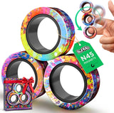 BUNMO Magnetic Rings Stocking Stuffers for Teens - Fidget Toys Adults - Stocking Stuffers for Boys - Magnetic Fidget Rings - Improved Stronger Magnets - Great Teen Gift - Multicolor