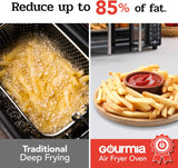 Gourmia Toaster Oven Air Fryer Combo 17 cooking presets 1700W french door digital air fryer oven 24L capacity accessories, convection rack, baking pan tray recipe book GTF7460,Large,Black