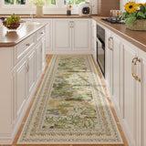 Rugcomf 2x6 Runner Rug Impressionist-Style Vintage Kitchen Rugs Non Slip Washable Soft Carpet Runner for Kitchen Laundry Bedroom Bathroom, Blue