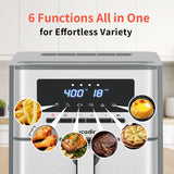 Air Fryer 10 Quart, Large Air Fryer for Families, 6 Cooking Functions AirFryer, 400°F Temp Controls in 5° Increments, Ceramic Coated Nonstick Basket and Crisper Plate, Dishwasher-Safe, 1700W, Grey