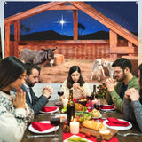 CHUNNIN Nativity Stable Scene Backdrop for Religious Christmas Theme Hanging Banner Supplies Christmas Nativity Scene Sign Manger Backdrop for Winter Holiday Xmas Photoshoot Props Party Decor