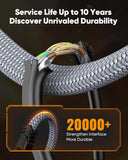 Snowkids Cat 8 Ethernet Cable 15 FT, Strong Signal, High Speed 40Gbps 2000Mhz, Network Cord with RJ45 Internet Connector for TV/Printer/Computer/Modem/Router/ps-3/4/5, Braided Flat LAN Cable 15FT Grey