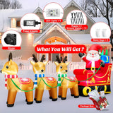 12 Foot Long Christmas Inflatables Santa Claus & Reindeer Sleigh Outdoor Decorations, Built-in LEDs Giant Funny Sled Merry Xmas Blow Up Yard Decoration Winter Inflatable Vacation Lawn Outside Blowups