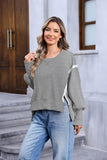 Women's Crew Neck Sweatshirts Casual Loose Long Sleeve Side Slit Oversized Reverse Seam Sweatshirt Clothes Pullover