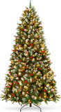 Best Choice Products 6ft Pre-Lit Pre-Decorated Spruce Hinged Artificial Christmas Tree w/ 798 Tips, Pinecones, Berries, 250 Lights, Metal Base