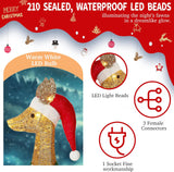 58 Inch 3D Gold Large Lighted Christmas Deer Decorations 3-Piece Outdoor Holiday Decorations Reindeer Set with 210 Warm White LEDs, Large Yard Display for Garden, Storefront