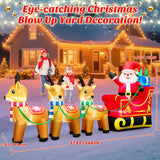 12 Foot Long Christmas Inflatables Santa Claus & Reindeer Sleigh Outdoor Decorations, Built-in LEDs Giant Funny Sled Merry Xmas Blow Up Yard Decoration Winter Inflatable Vacation Lawn Outside Blowups