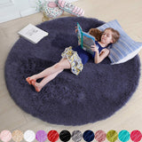 Amdrebio Light Pink Round Rug 4Ft for Girls Bedroom, Fluffy Circle Area Rugs for Kids Room Decor Aesthetic, Cute Shag Fuzzy Carpet for Nursery, Preppy Dorm, Classroom, Playroom, Teen, Baby, Washable