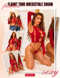 RSLOVE Women Sexy Lingerie Sets Bodysuit Cutout Top Long Sleeve Teddy Exotic Bodystocking Mesh Black