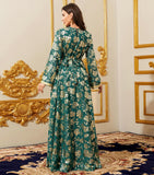 Embroidery Abayas for Women Muslim Moroccan Floral Maxi Kaftan Dress Arabic Islamic Dubai Robe Ramadan Prayer Clothes