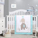 Cuddles & Cribs Soft Cotton 4 Piece Baby Crib Bedding Set Reversible Comforter