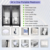 82-Inch Two-Person Portable Outdoor Toilet Cabin With Light, Sink And Fan (SAK50123)