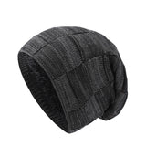 Mens Winter Knitted Hat Couples Style Warm Fleece-Lined Ear-Protecting Wool Cap