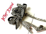 Betsey Johnson Holiday High Heel Shoes Bows Rhinestone Mismatch Drop Earrings