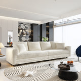 102.4 'Plush Corduroy 4-Seat Sofa,Modern Comfy Upholstered Sofa Cloud Couch,Deep Seat Couches with Soft Pillows and Movable Ottoman,Convertible Sofa Lounge Chair,for Living Room,Apartment,Office,Beige