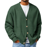 Mens Casual Loose-fit Long-sleeve Knitted Cardigan