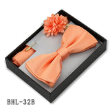 Mens Bow Tie, Pocket Square, And Brooch Gift Set