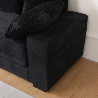 108.6' Sectional Sofa, Thickened Corduroy Sectional Couches For Living Room,comfortable L-shaped Chaise Sectional Sofa With Storage Ottoman,Eight Throw Pillows,Black