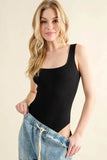And The Why Ribbed Square Neck Bodysuit