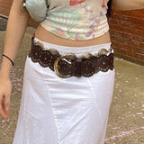 Retro Rivet Wide Female Pin Buckle Belt